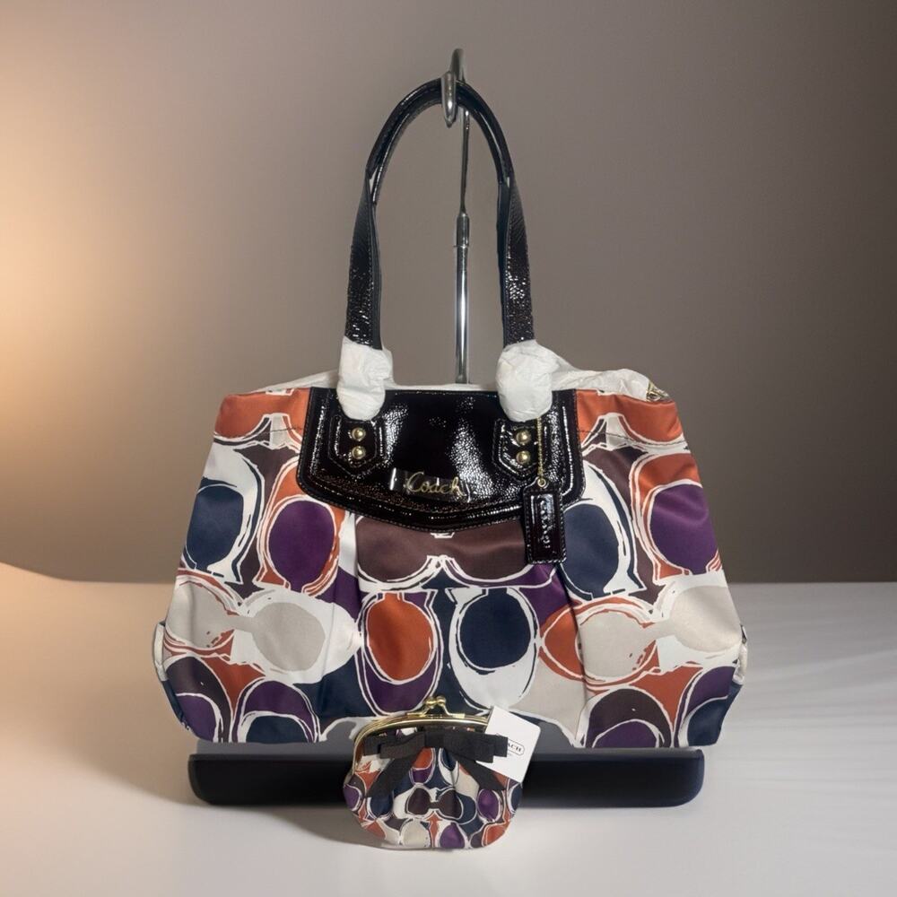 NWT Rare Coach F20113 Scarf Print Satchel & F62058 Coin Purse Set - Picture 2 of 14